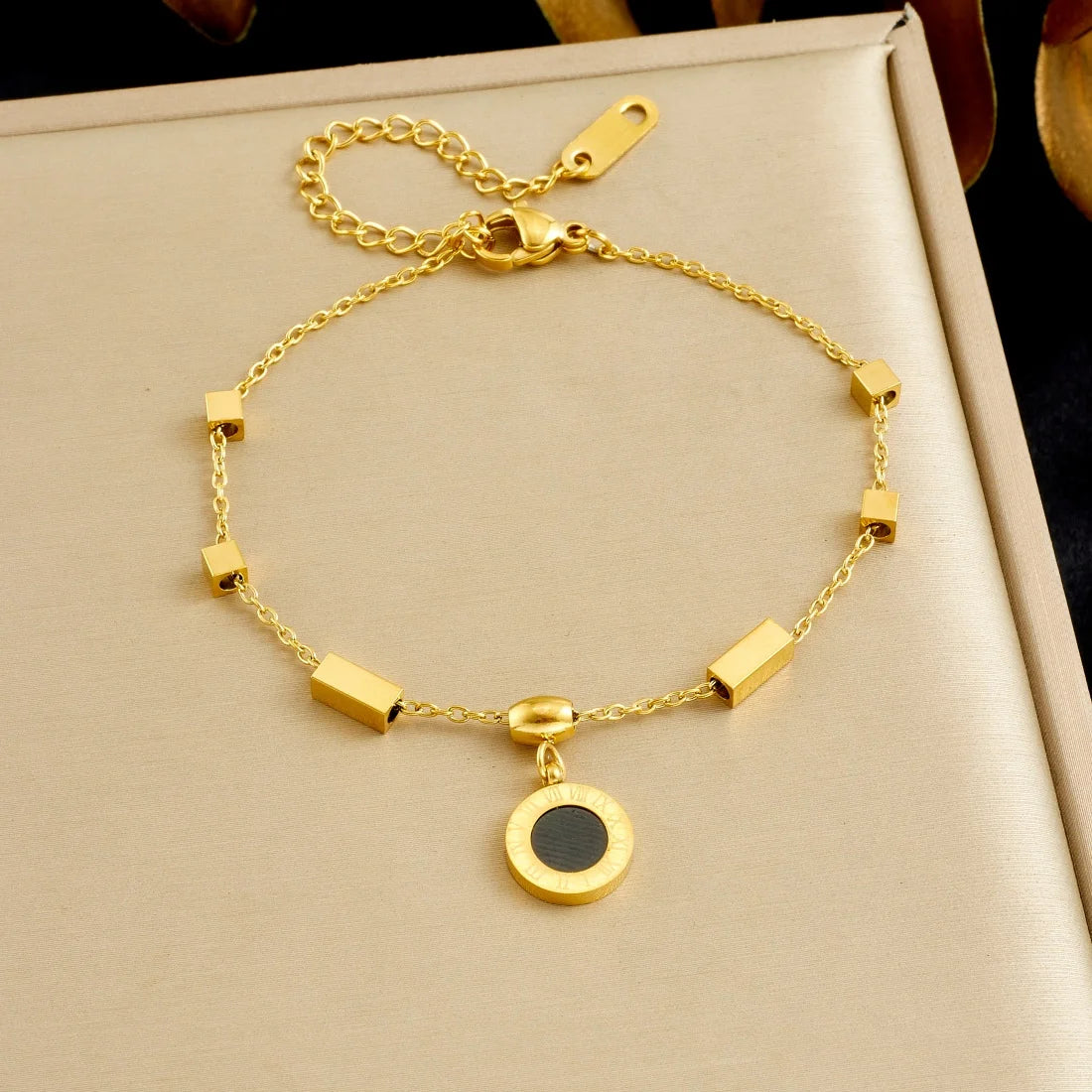 DIEYURO 316L Stainless Steel Golden Heart Geometric Zircon Minimalist Series Bracelet Women's New Waterproof Wrist Chain Jewelry