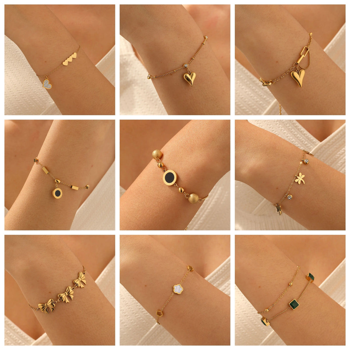 DIEYURO 316L Stainless Steel Golden Heart Geometric Zircon Minimalist Series Bracelet Women's New Waterproof Wrist Chain Jewelry