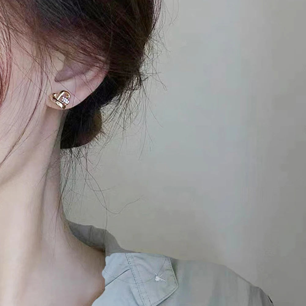 Pendientes Eternity Love de Huitan – Pendientes de Corazón para Mujer en Color Plateado/Dorado, Elegantes y Chic para Bodas ✨