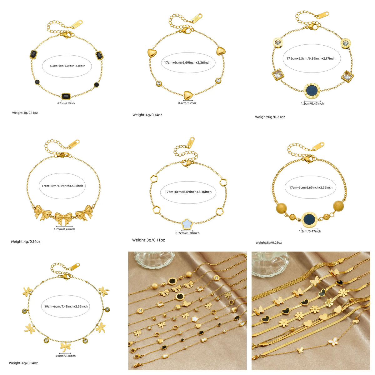 DIEYURO 316L Stainless Steel Golden Heart Geometric Zircon Minimalist Series Bracelet Women's New Waterproof Wrist Chain Jewelry