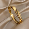 Greatera Light Luxury Style Green Square Zirconium Series Cuff Bracelet Unique Stainless Steel Artistic Exaggerate Women Bangle