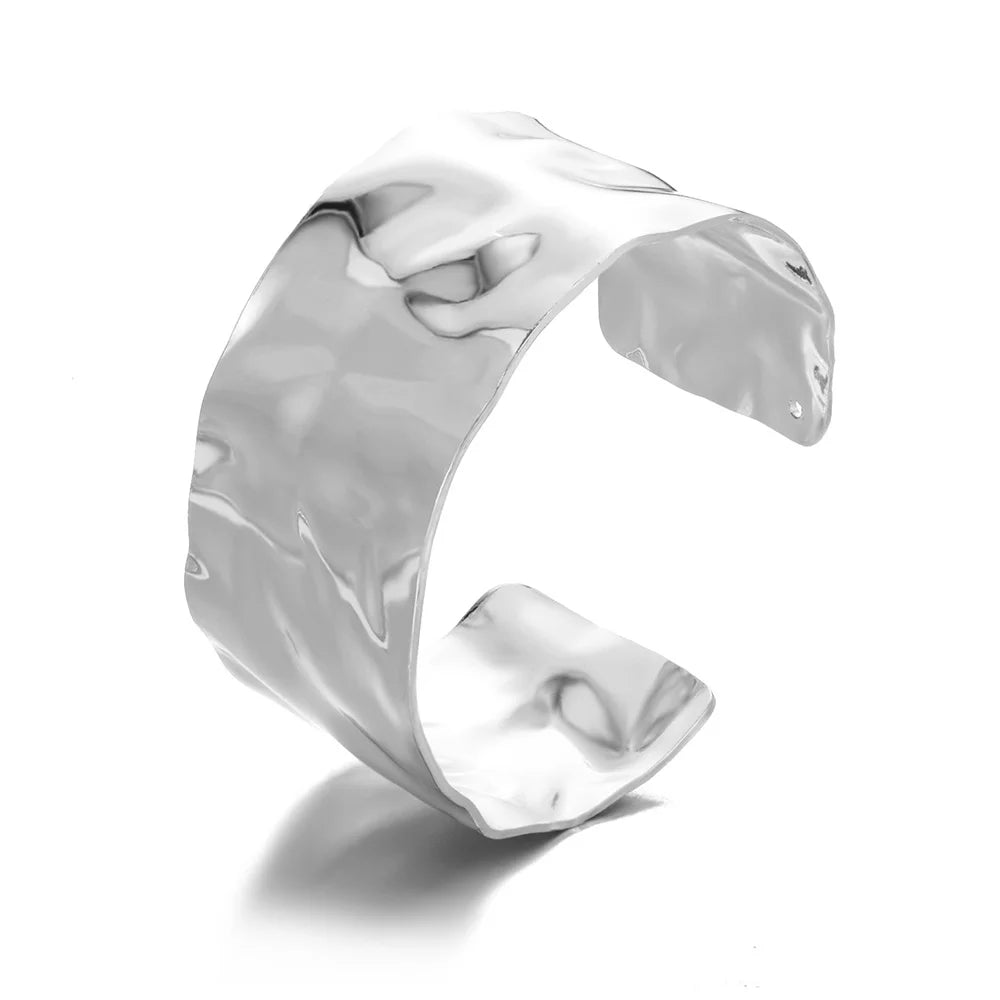Exquisite Classic Bump Pattern Opening Bangle Bracelet for Women, Gold-Tone Stainless Steel Cuff Bracelet, Jewelry Gift
