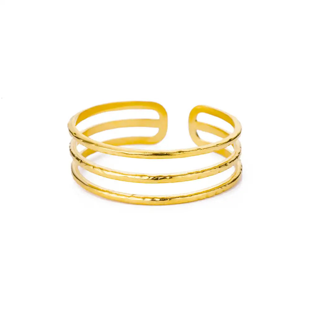 Exquisite Classic Bump Pattern Opening Bangle Bracelet for Women, Gold-Tone Stainless Steel Cuff Bracelet, Jewelry Gift