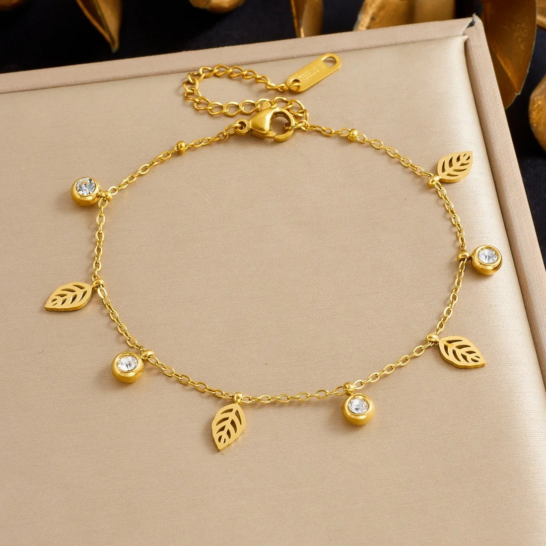 DIEYURO 316L Stainless Steel Golden Heart Geometric Zircon Minimalist Series Bracelet Women's New Waterproof Wrist Chain Jewelry