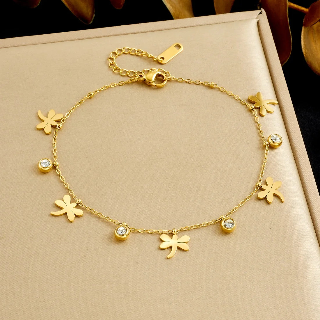 DIEYURO 316L Stainless Steel Golden Heart Geometric Zircon Minimalist Series Bracelet Women's New Waterproof Wrist Chain Jewelry