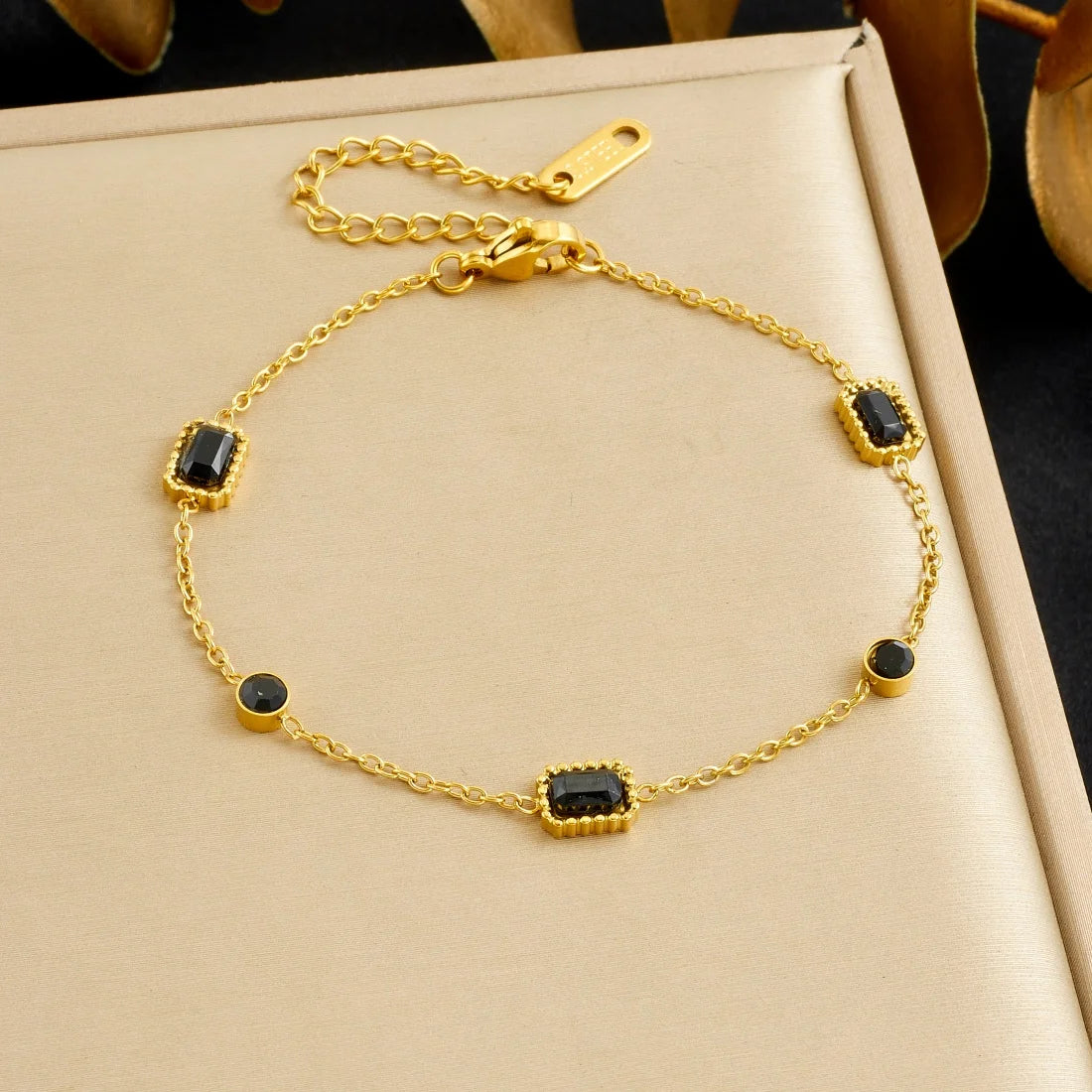 DIEYURO 316L Stainless Steel Golden Heart Geometric Zircon Minimalist Series Bracelet Women's New Waterproof Wrist Chain Jewelry