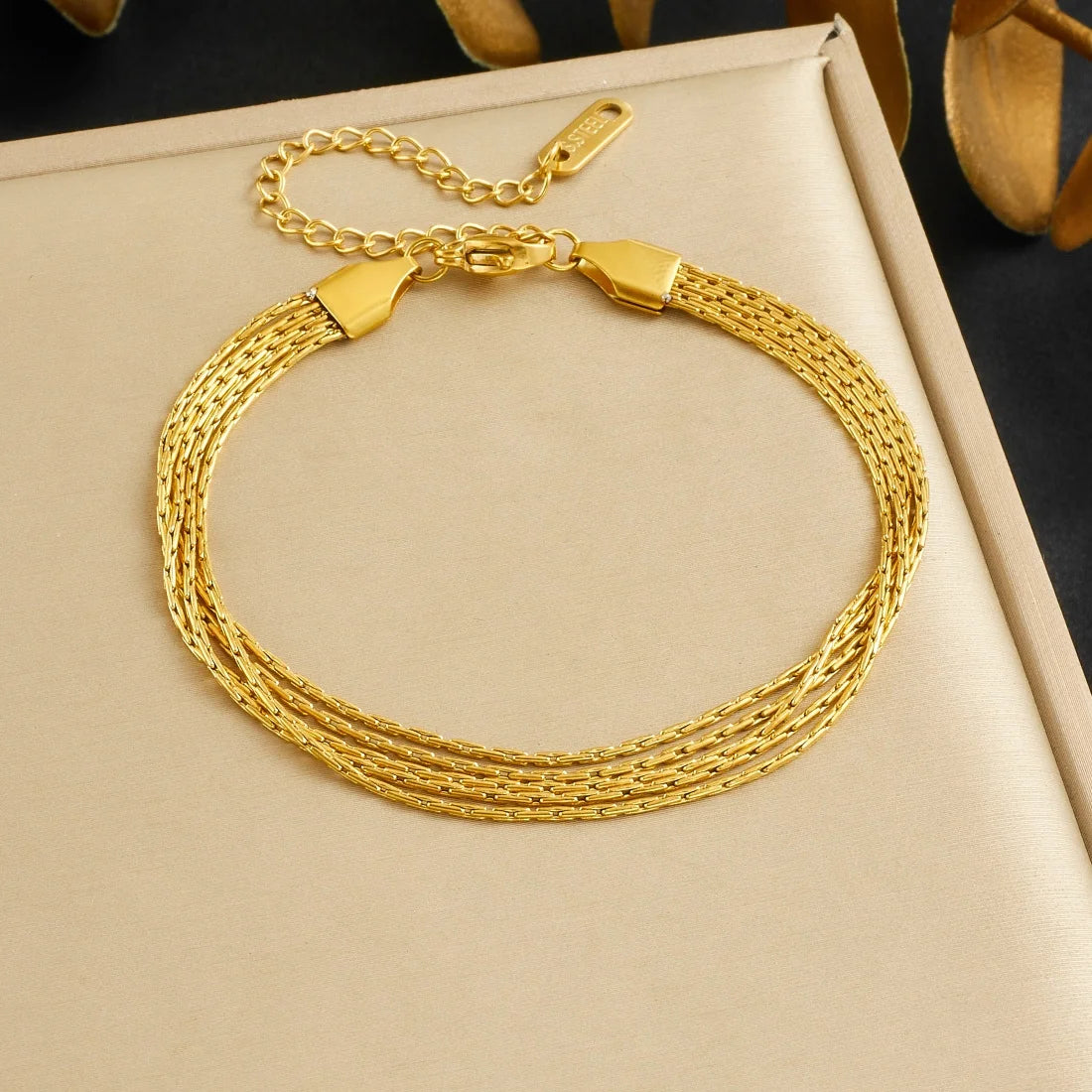 DIEYURO 316L Stainless Steel Golden Heart Geometric Zircon Minimalist Series Bracelet Women's New Waterproof Wrist Chain Jewelry