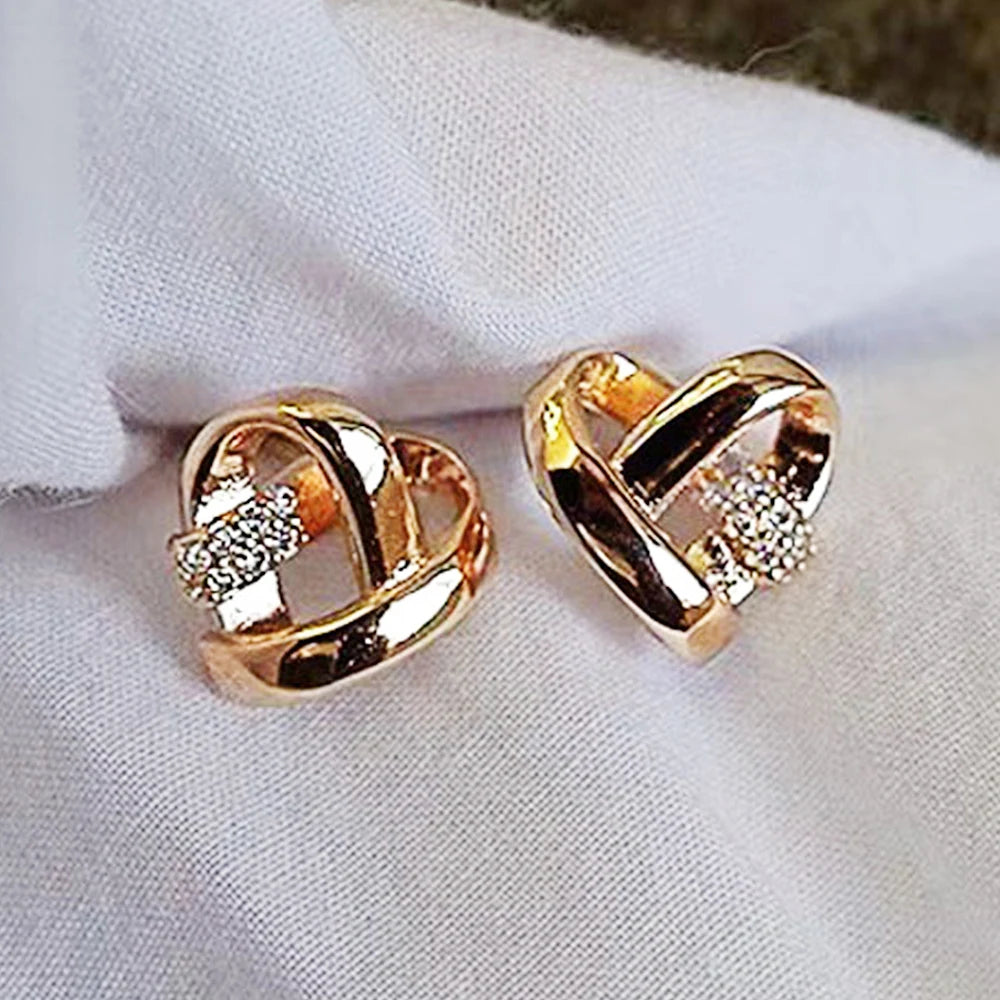 Pendientes Eternity Love de Huitan – Pendientes de Corazón para Mujer en Color Plateado/Dorado, Elegantes y Chic para Bodas ✨