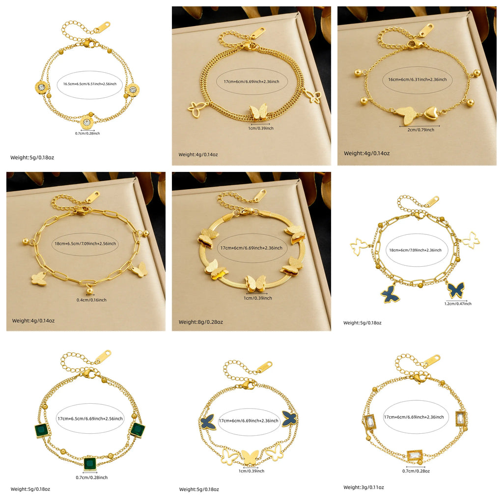 DIEYURO 316L Stainless Steel Golden Heart Geometric Zircon Minimalist Series Bracelet Women's New Waterproof Wrist Chain Jewelry