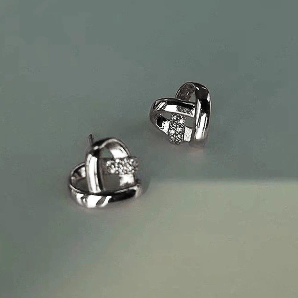 Pendientes Eternity Love de Huitan – Pendientes de Corazón para Mujer en Color Plateado/Dorado, Elegantes y Chic para Bodas ✨