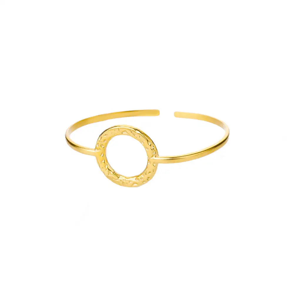 Exquisite Classic Bump Pattern Opening Bangle Bracelet for Women, Gold-Tone Stainless Steel Cuff Bracelet, Jewelry Gift