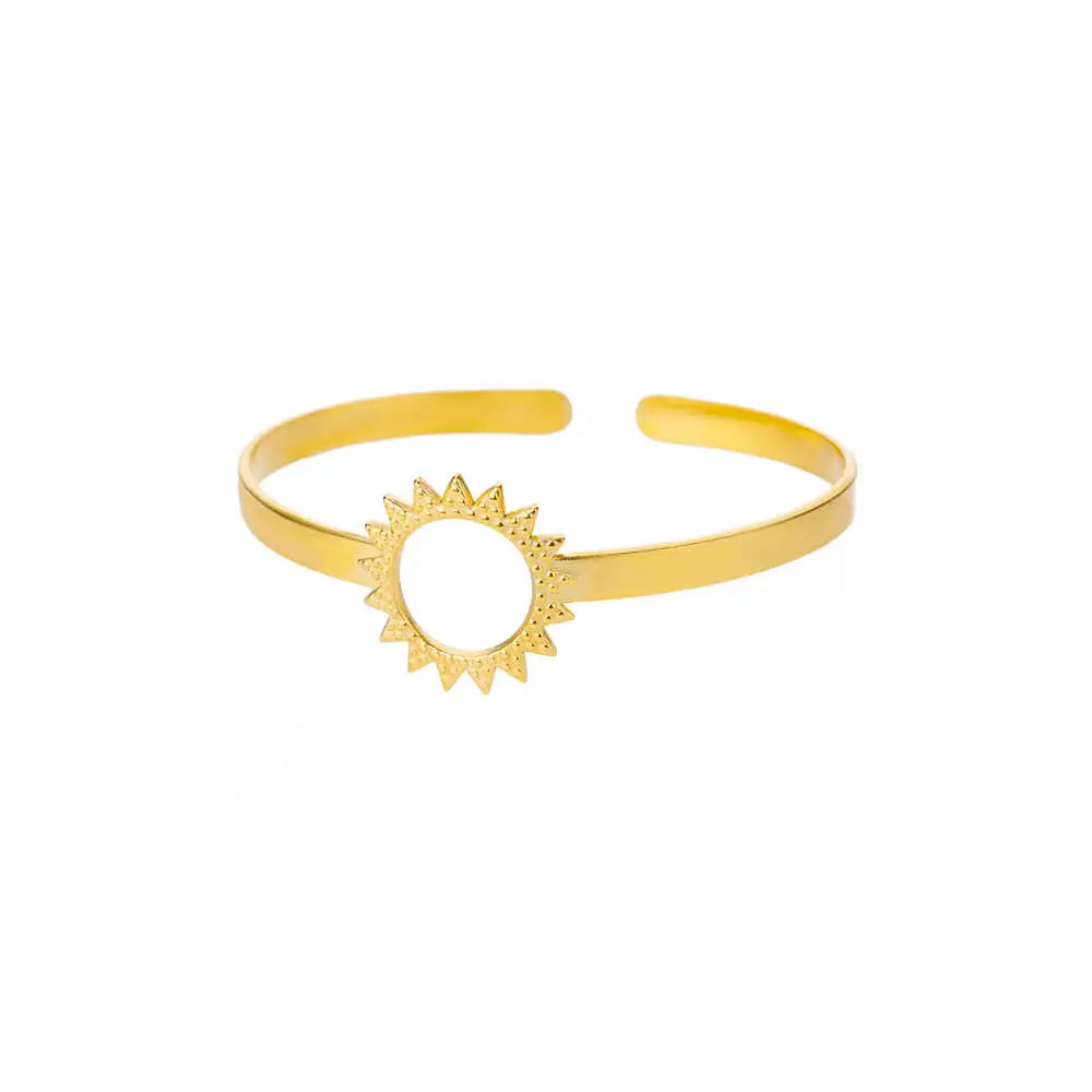 Exquisite Classic Bump Pattern Opening Bangle Bracelet for Women, Gold-Tone Stainless Steel Cuff Bracelet, Jewelry Gift