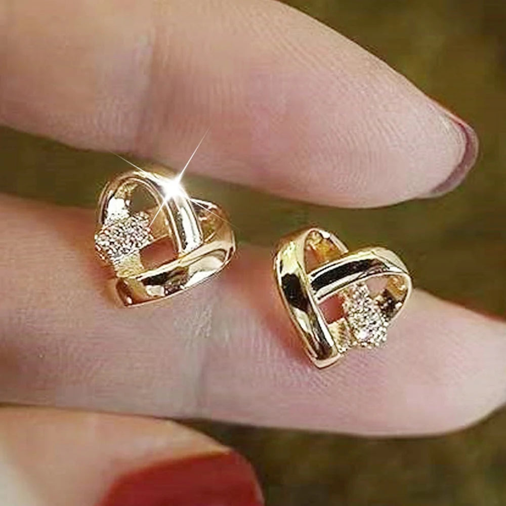 Pendientes Eternity Love de Huitan – Pendientes de Corazón para Mujer en Color Plateado/Dorado, Elegantes y Chic para Bodas ✨