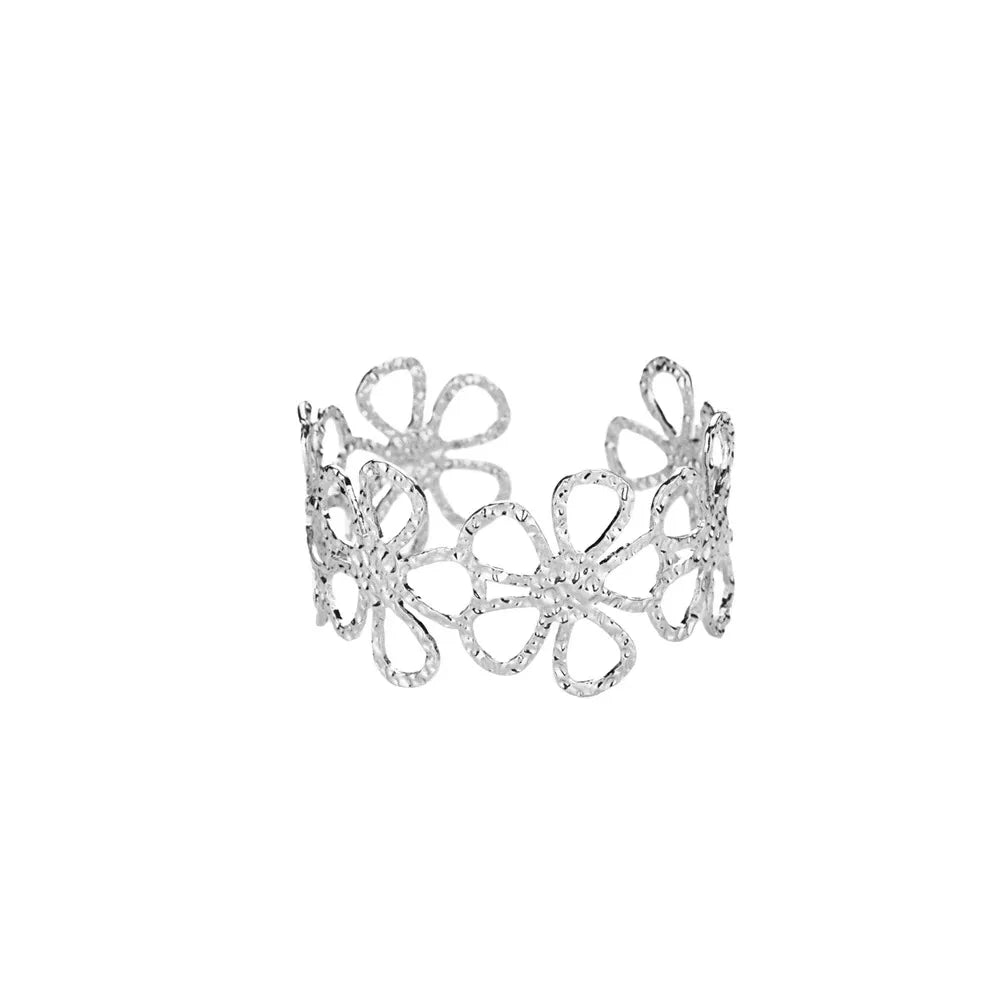 Exquisite Classic Bump Pattern Opening Bangle Bracelet for Women, Gold-Tone Stainless Steel Cuff Bracelet, Jewelry Gift