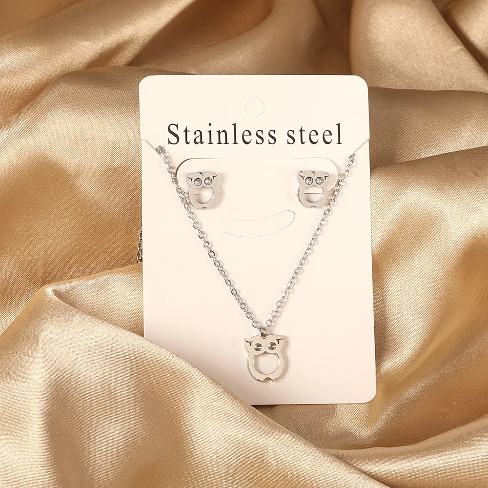 New Love Heart Pendant Necklaces For Women Stainless Steel No Fade 2 Pieces Jewelry Wedding Party Gifts Free Shipping Gold Color