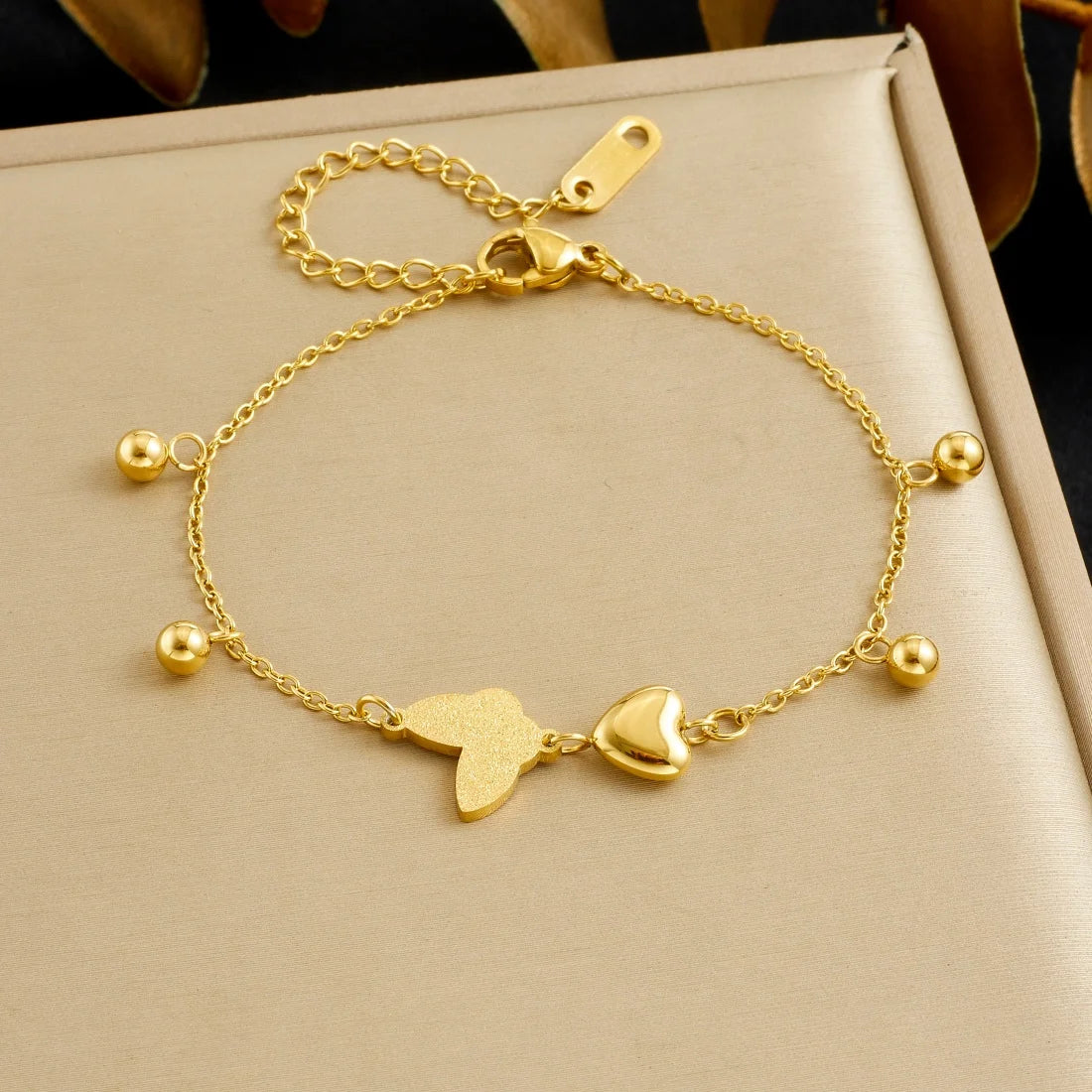 DIEYURO 316L Stainless Steel Golden Heart Geometric Zircon Minimalist Series Bracelet Women's New Waterproof Wrist Chain Jewelry