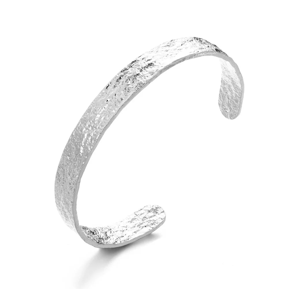Exquisite Classic Bump Pattern Opening Bangle Bracelet for Women, Gold-Tone Stainless Steel Cuff Bracelet, Jewelry Gift