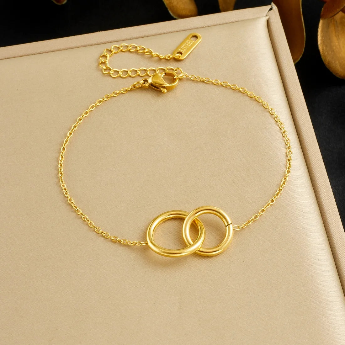 DIEYURO 316L Stainless Steel Golden Heart Geometric Zircon Minimalist Series Bracelet Women's New Waterproof Wrist Chain Jewelry
