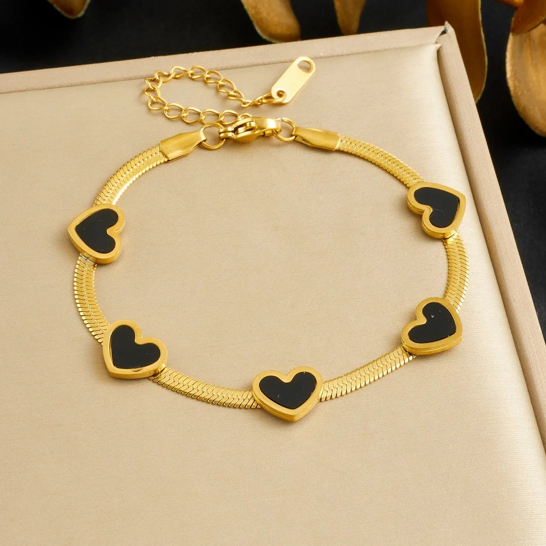 DIEYURO 316L Stainless Steel Golden Heart Geometric Zircon Minimalist Series Bracelet Women's New Waterproof Wrist Chain Jewelry