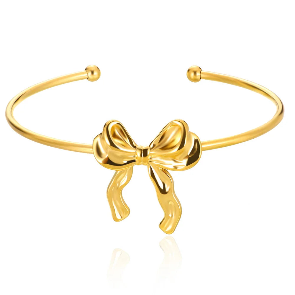 Exquisite Classic Bump Pattern Opening Bangle Bracelet for Women, Gold-Tone Stainless Steel Cuff Bracelet, Jewelry Gift