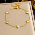 DIEYURO 316L Stainless Steel Golden Heart Geometric Zircon Minimalist Series Bracelet Women's New Waterproof Wrist Chain Jewelry